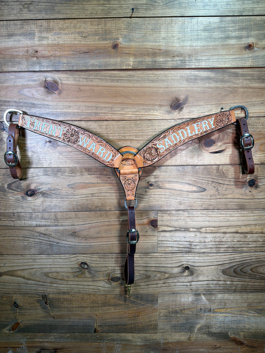 BC90 3" Antique Tooled TWS Breast Collar