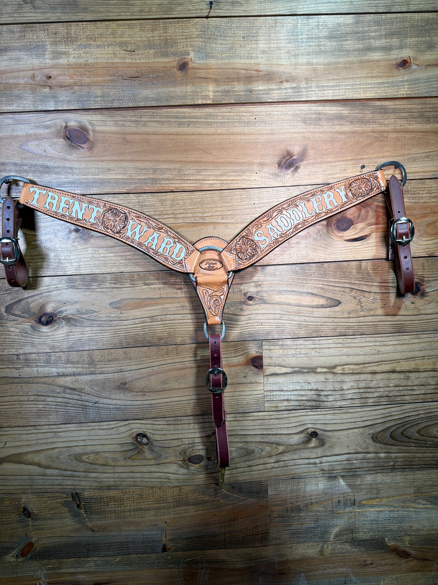 BC95 3" Antique Tooled TWS Breast Collar