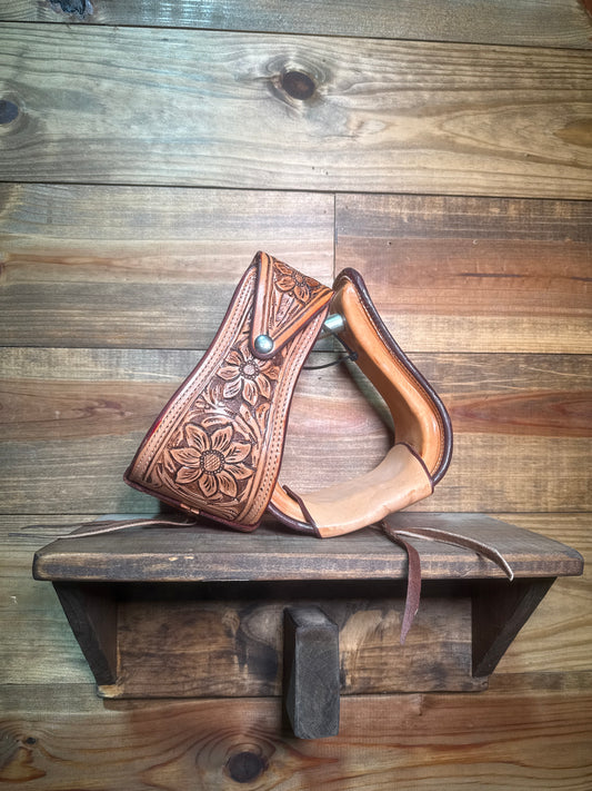 #30 Tooled Antique Stirrups