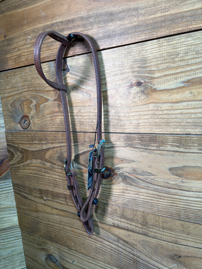 Cheaney One Ear Headstall w/ Silver/ Turquoise Buckle