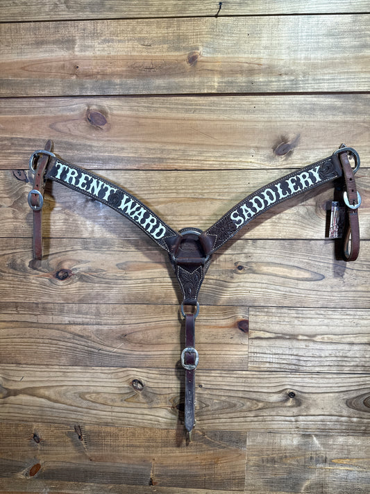 USEDTACK 189 TWS Chocolate Tooled Breast Collar