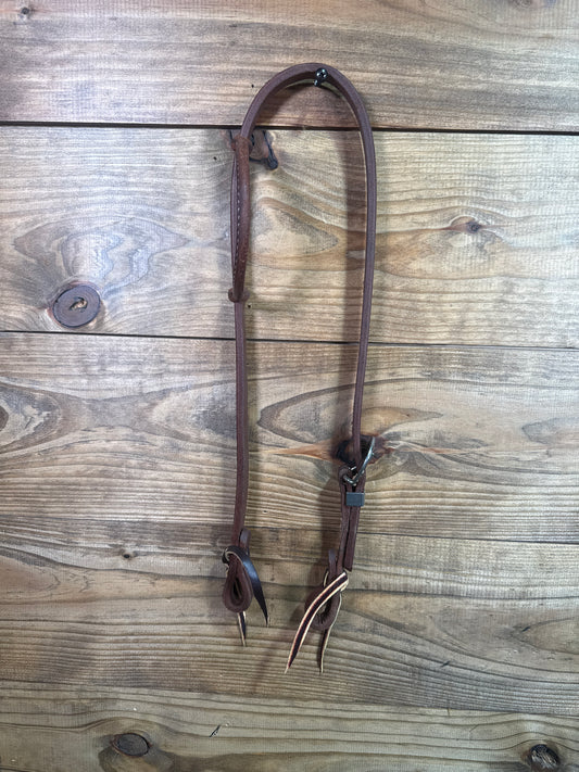 Headstall Oiled One Ear w/ Rounded Flower Buckle