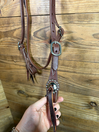 Double Buckle Browband w/ Dotted Rosettes