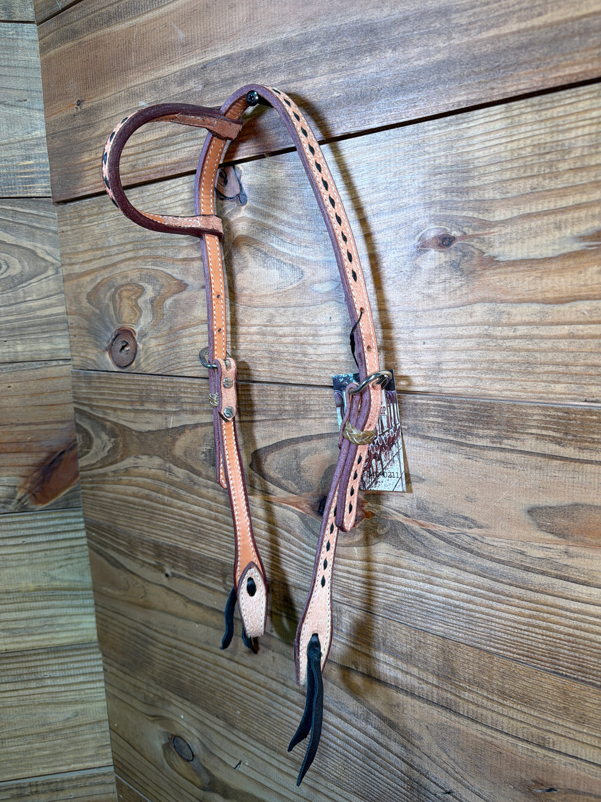 Roughout w/ Black Buckstitch One Ear Headstall