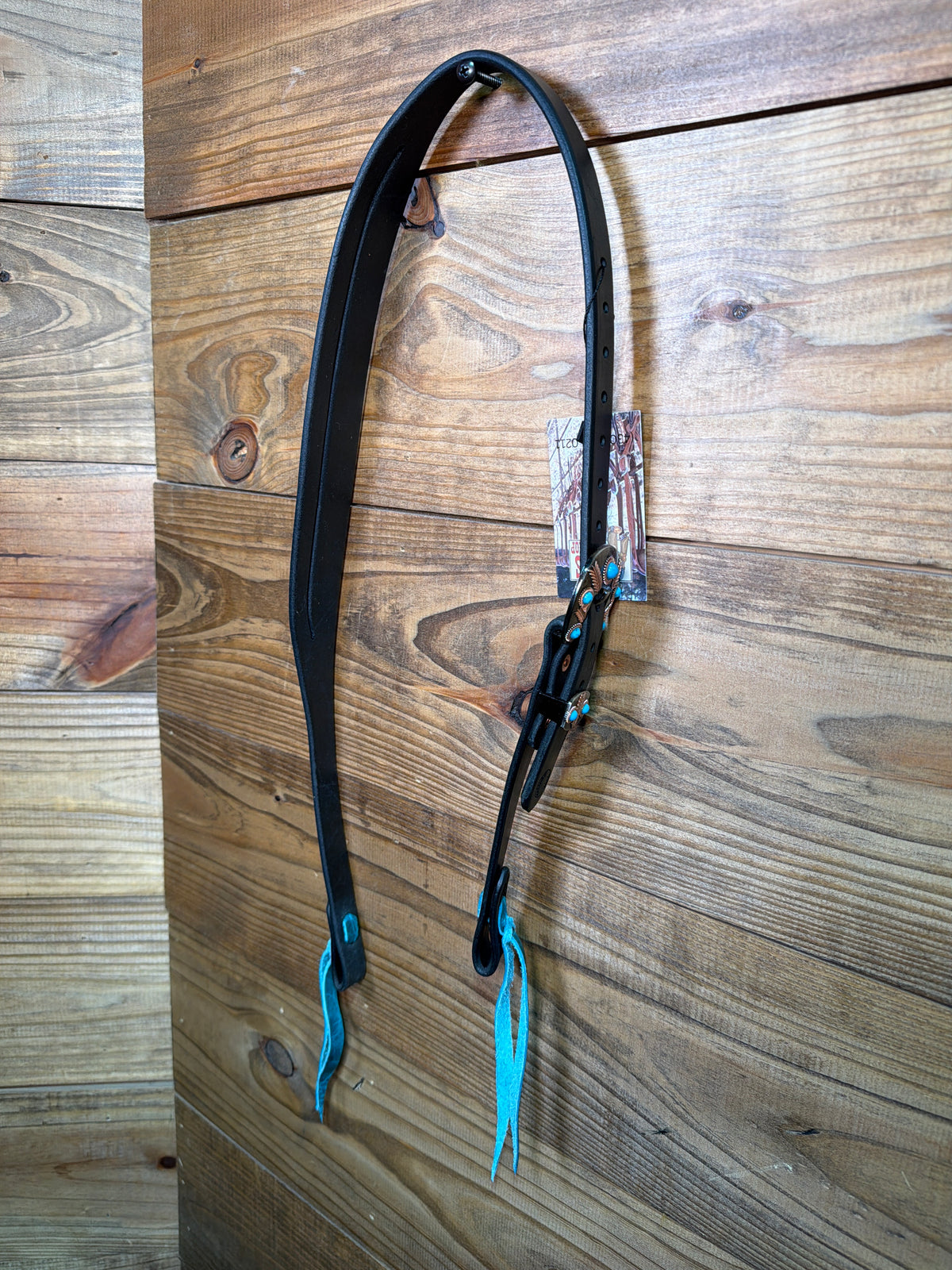 Cheaney Black Split Ear w/ Turq. & Copper Feather Buckle