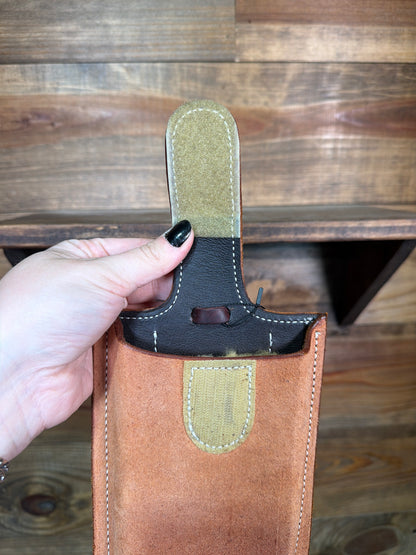 Natural Roughout Billet Phone Holder w/ Velcro Flap