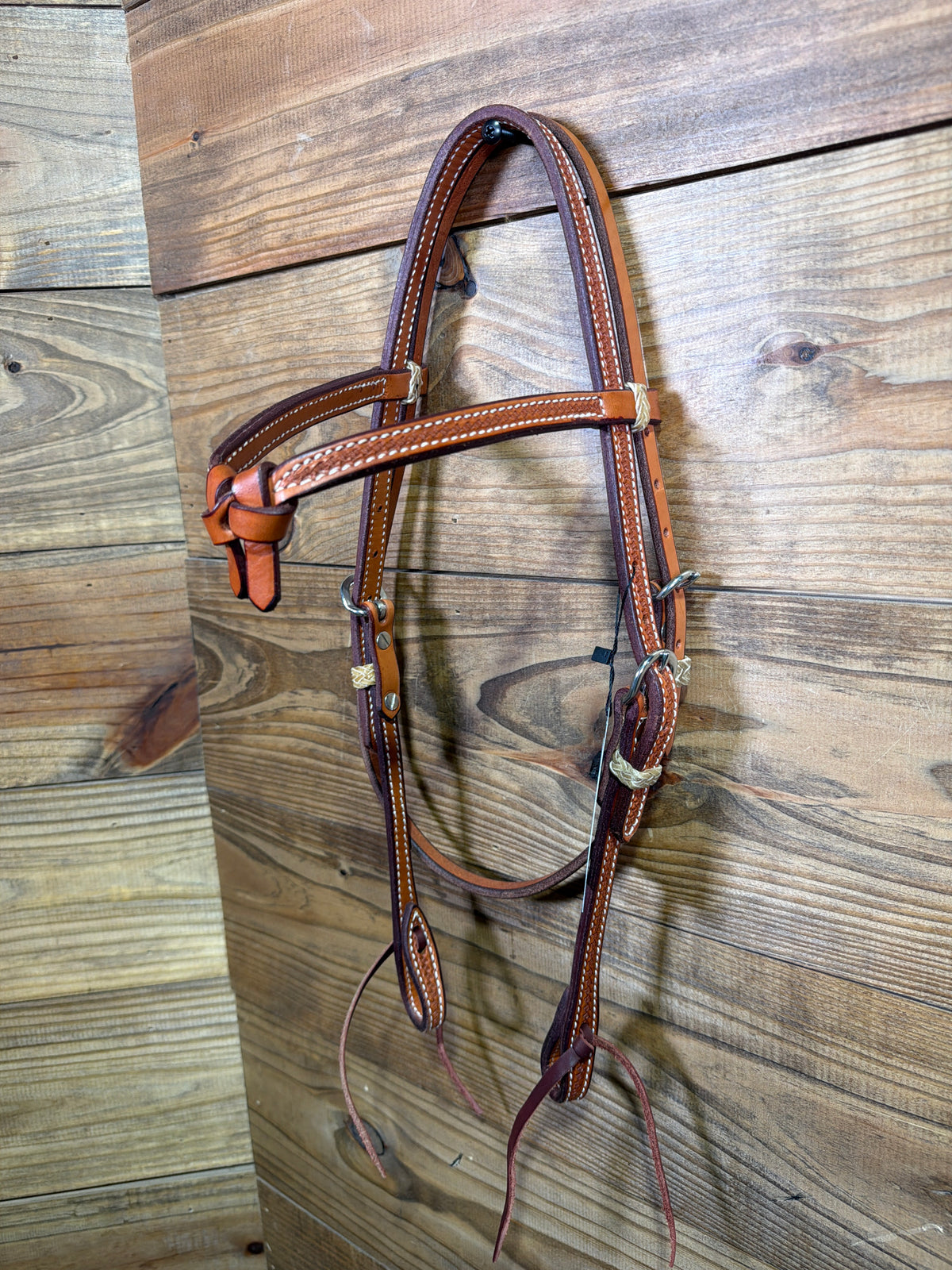 Natural Basket Weave Futurity Browband Headstall