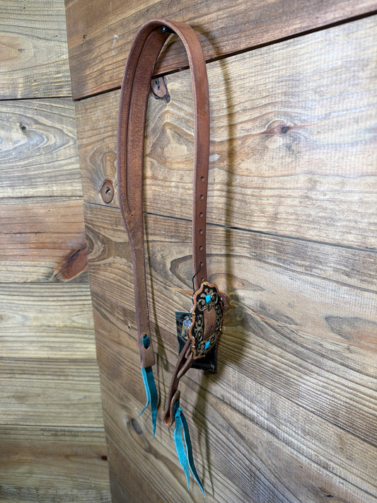 29 Headstall Cheaney Turq. Ties Blk Buckle