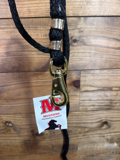 Black Mustang Lead Rope w/ Brass Bull Snap