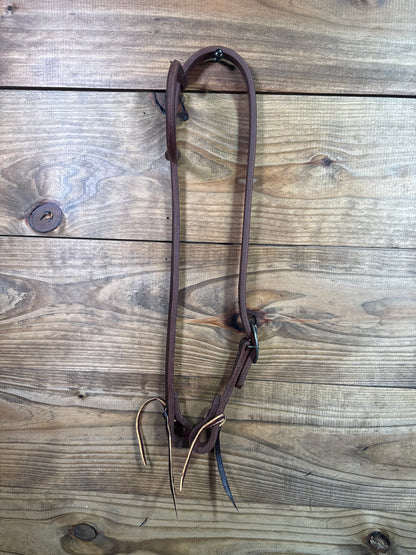 Headstall One Ear Oiled w/ Rounded Flower Buckle