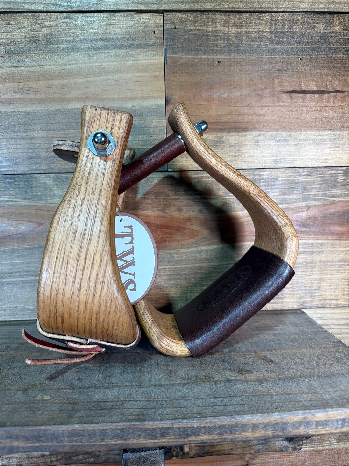 3" Dark Stained Crooked Stirrup