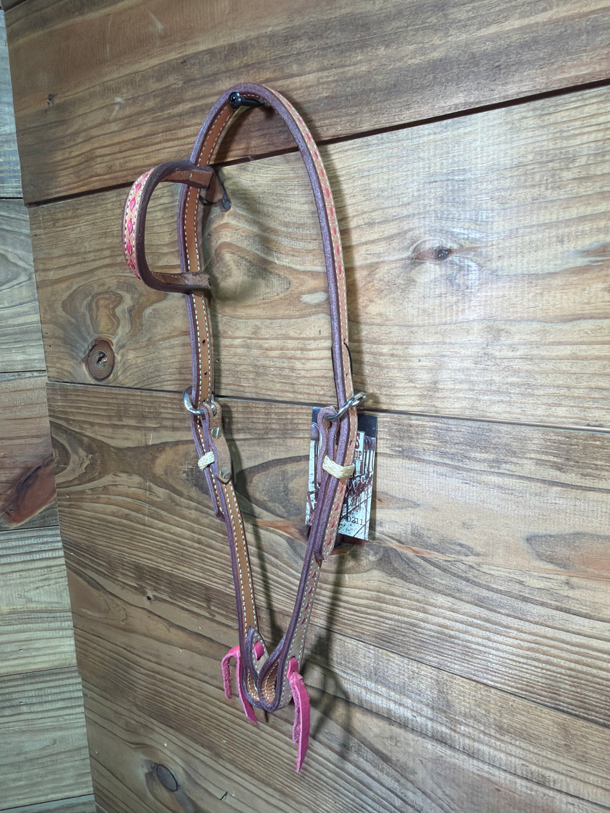 Roughout One Ear Hot Pink Buckstitch Headstall