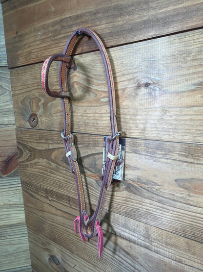 Roughout One Ear Hot Pink Buckstitch Headstall