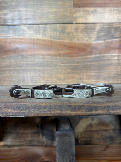 Brown Toddler Spurs w/ Mounted Cross