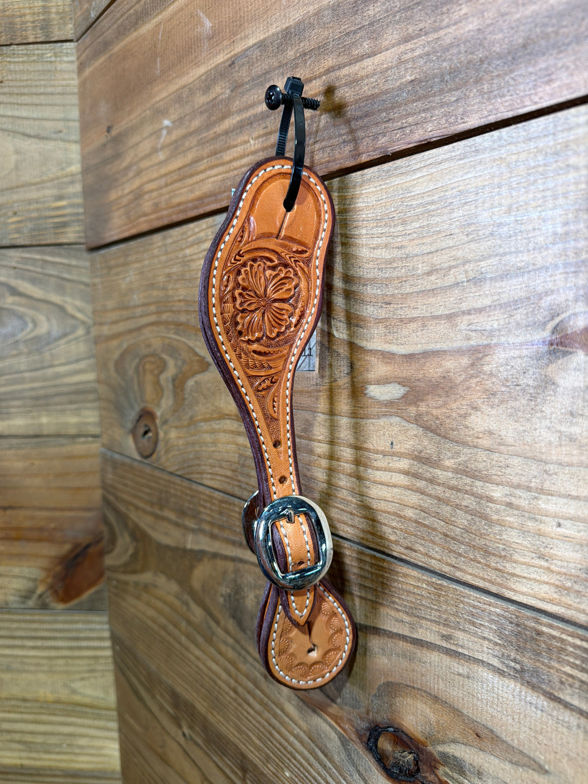 Ladies Floral Tooled Wide Spur Straps