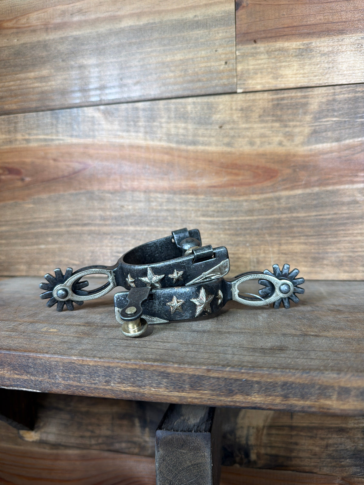 Youth Spurs w/ Mounted Stars & Open Shanks
