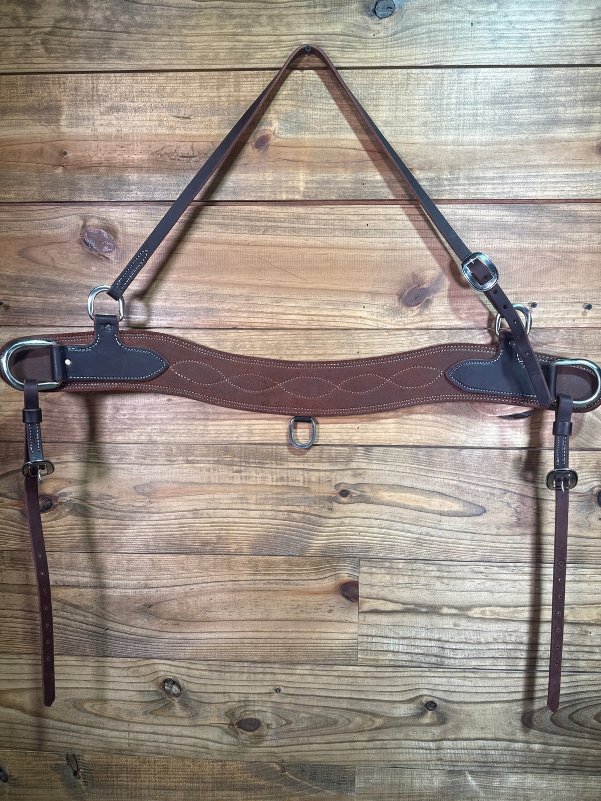 TC51 3" AM Stitched Chocolate Roughout Tripping Collar w/ wither strap