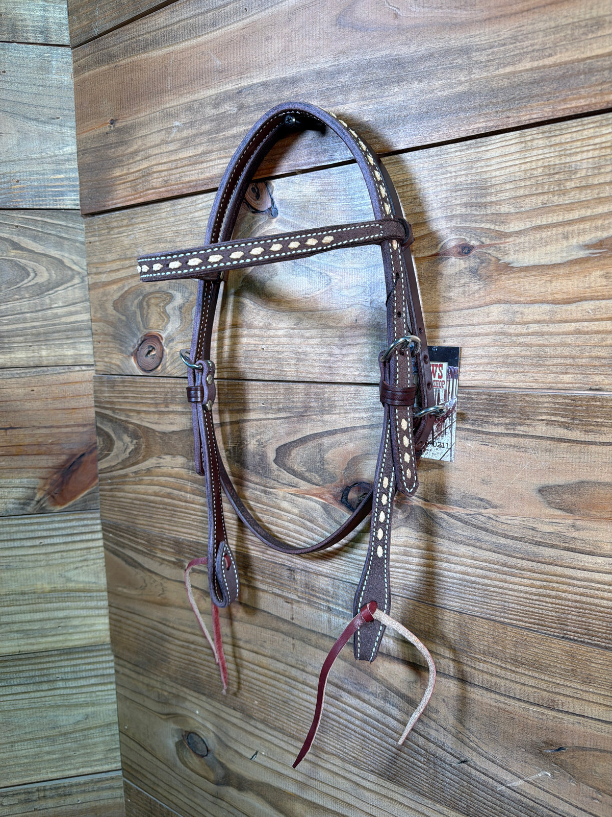 Chocolate Roughout w/ Tan Buckstitch Browband Headstall