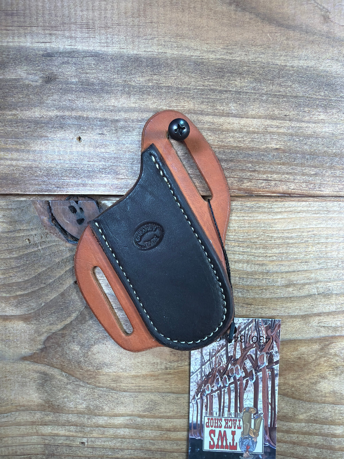 020 Cheaney 3 5/8" Knife Sheath Medium Oil w/ Black Face