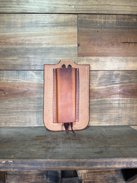 Natural Roughout Billet Phone Holder w/ Velcro Flap