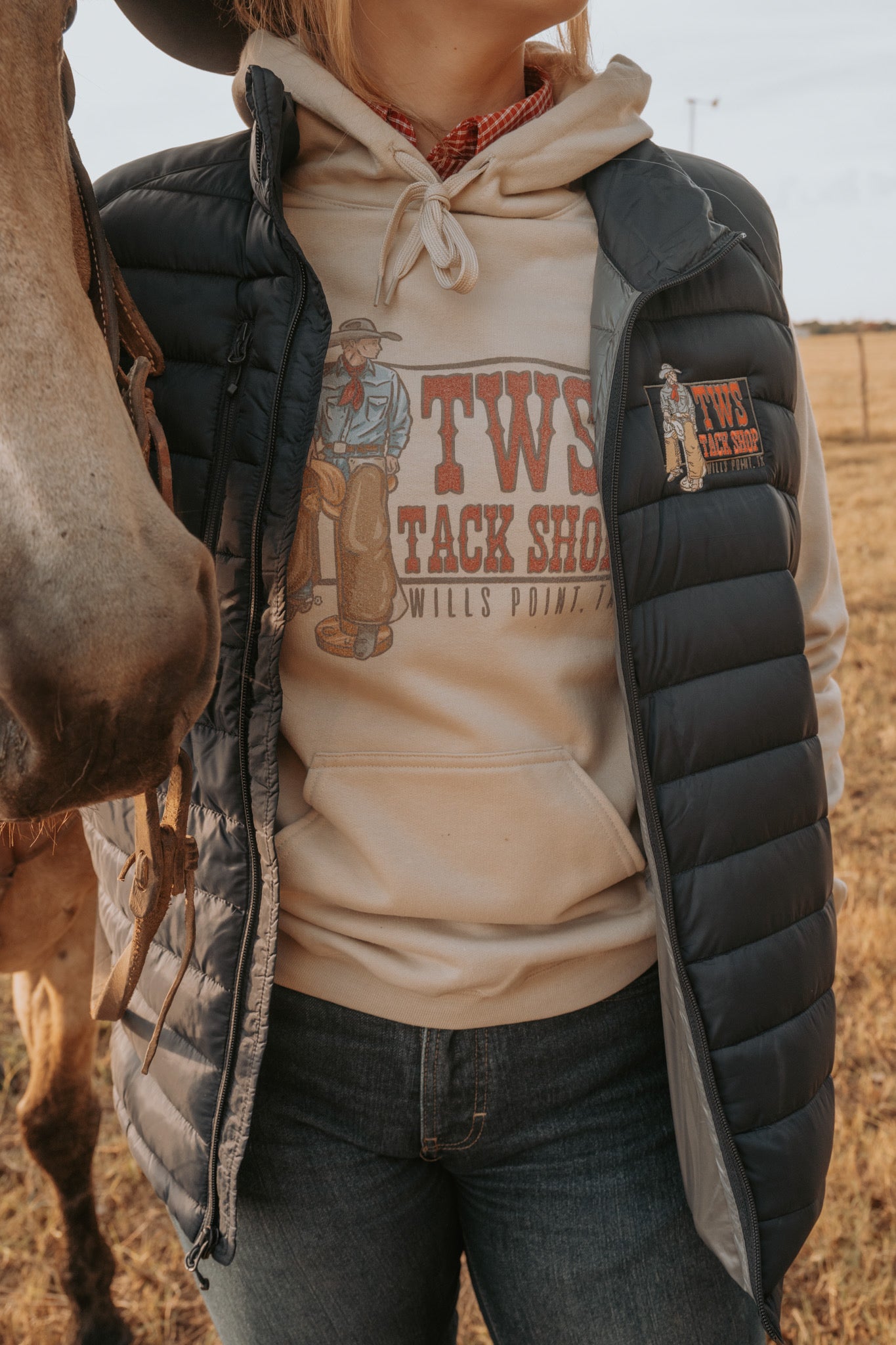 TWS Tack Shop Cowboy Hoodie Tan