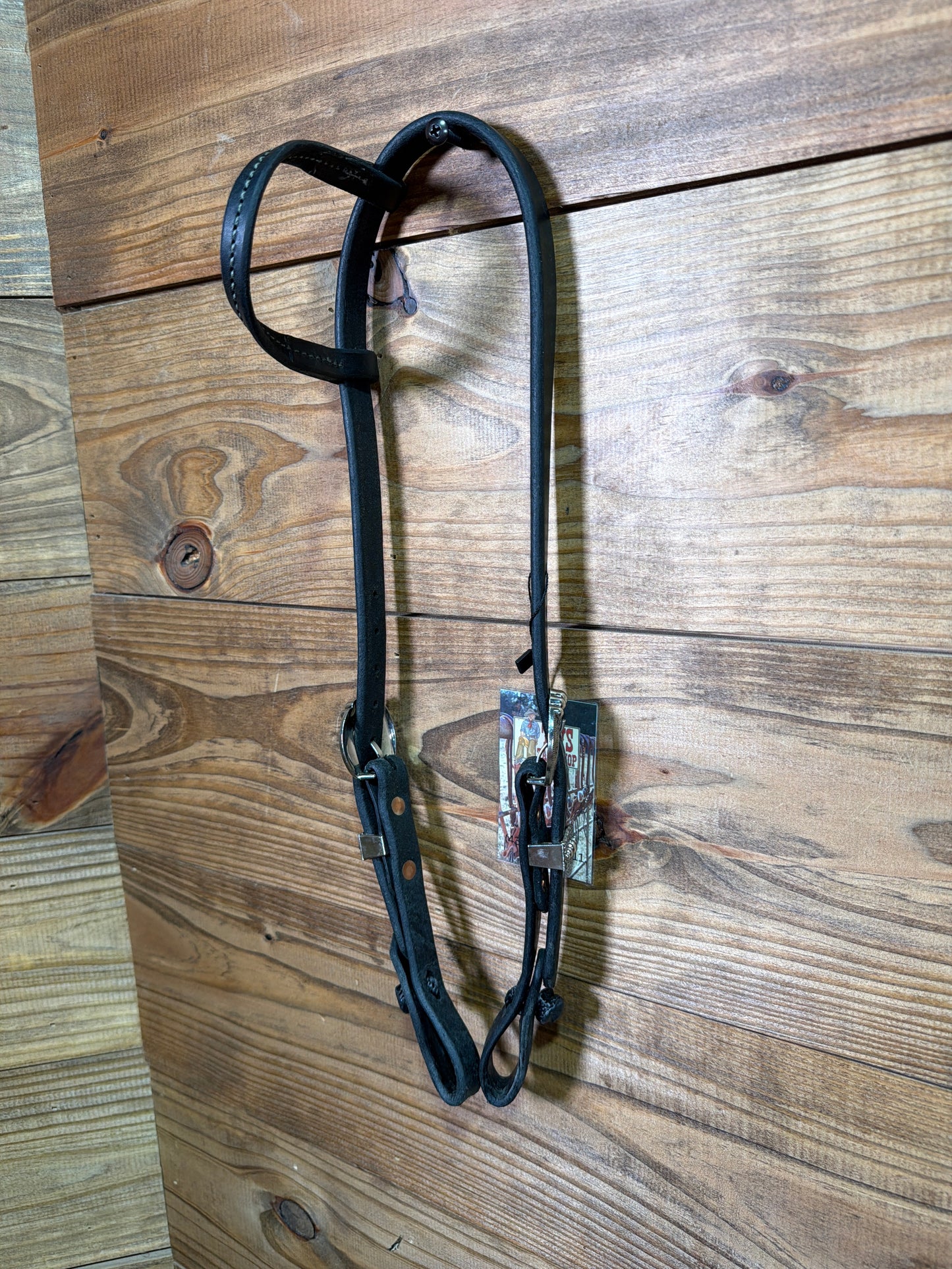 Cheaney One Ear Black Headstall w/ Stainless Dotted Buckle