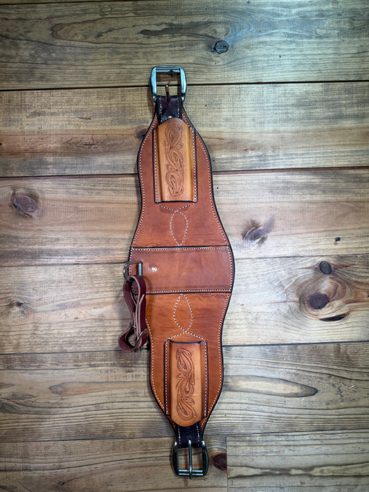 28" Medium Oil 8" Wide Leather Back Cinch