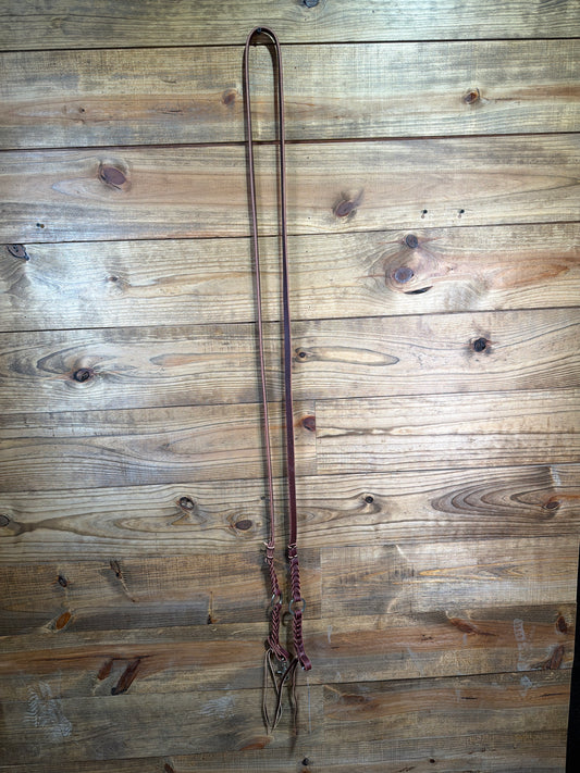 7085BUR Burgundy Blood Heart Ring Roping Rein 5/8"