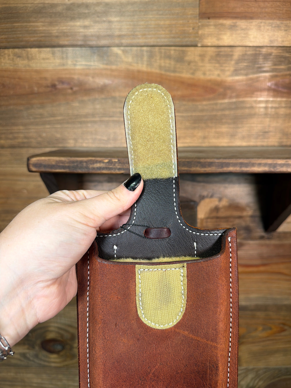 Chestnut Roughout Billet Phone Holder w/ Velcro Flap