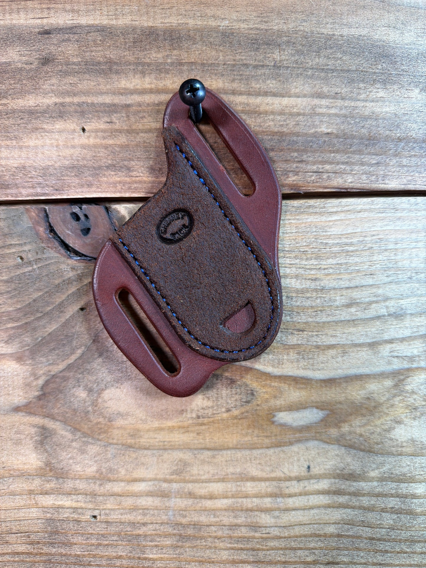 11 Cheaney 3" Knife Sheath Oiled r/o Purp. Stitch
