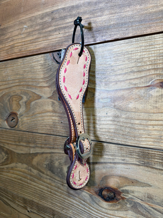 Ladies Wide Roughout w/ Pink Buckstitch