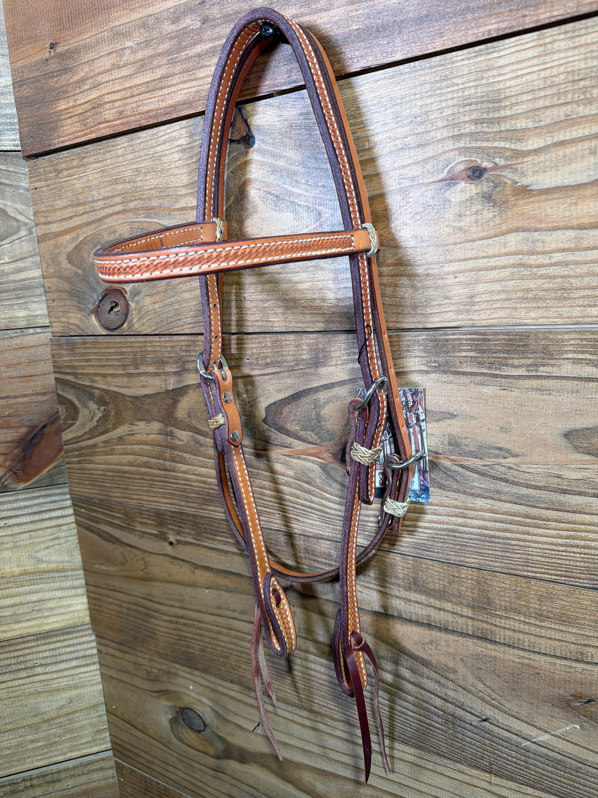 Natural Basket Weave Browband Headstall