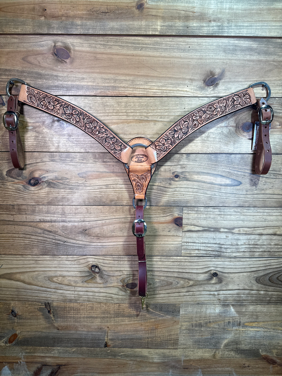 BC116 TWS 2" Antique Floral Tooled Breast Collar