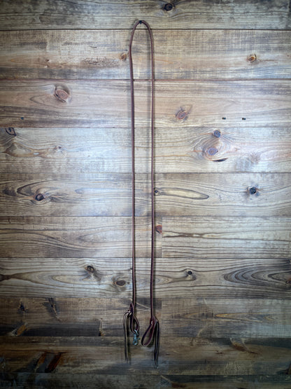 7090BUR-PK Professional Choice 1/2" Pineapple Knot Latigo Roping Reins