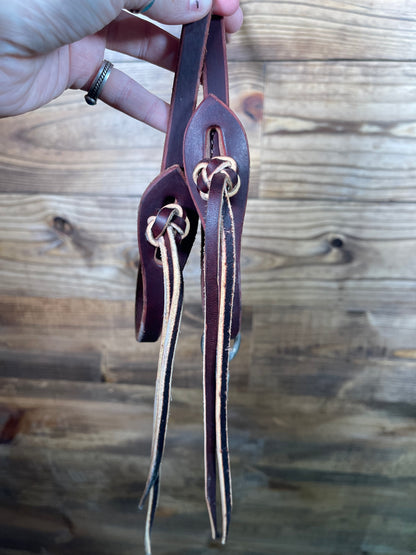 7090BUR-PK Professional Choice 1/2" Pineapple Knot Latigo Roping Reins