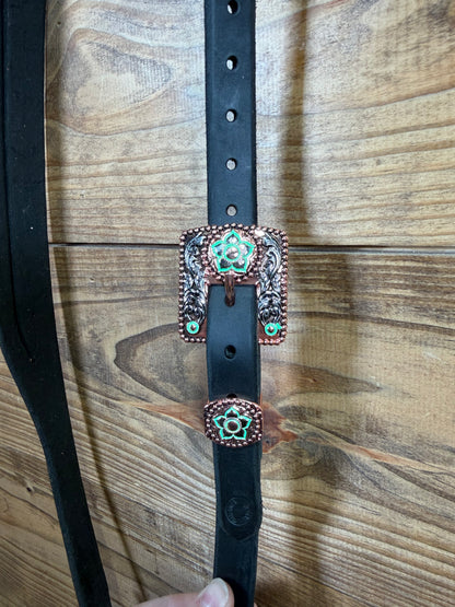 CH08 Cheaney Black Slit Ear Headstall