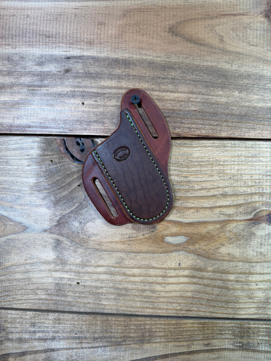 013 Cheaney 3 7/8" Knife Sheath Dark Oil Green Stitching