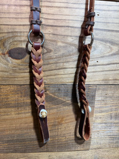 KW Leather 8ft Roping Reins Rings