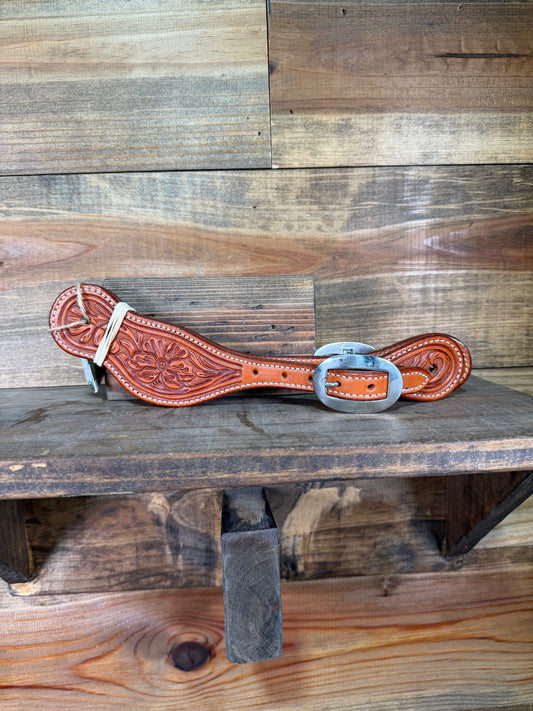 Martin Saddlery Spur Straps Chestnut Alpine Flower