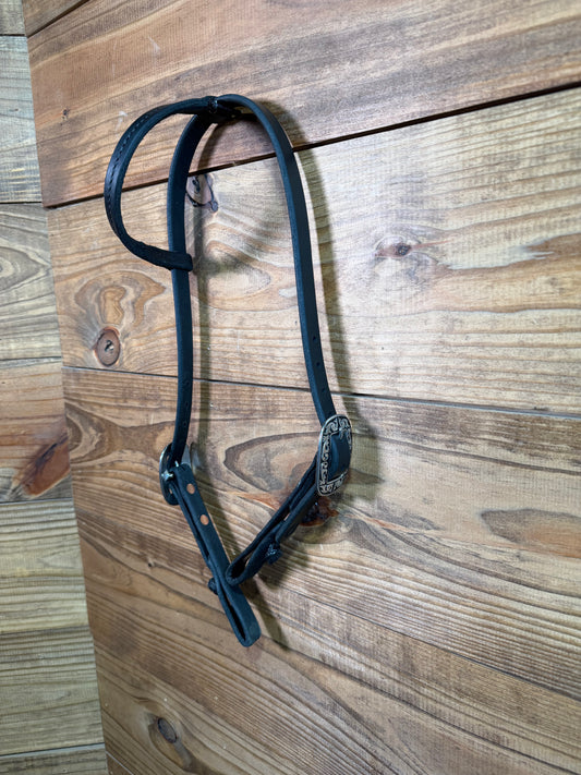 33 Headstall Cheaney Black QC Scroll Buckle