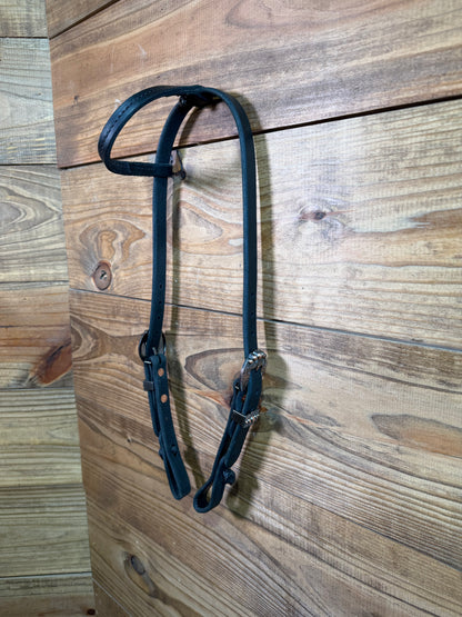 Cheaney One Ear Black Headstall w/ Matte Copper Buckle