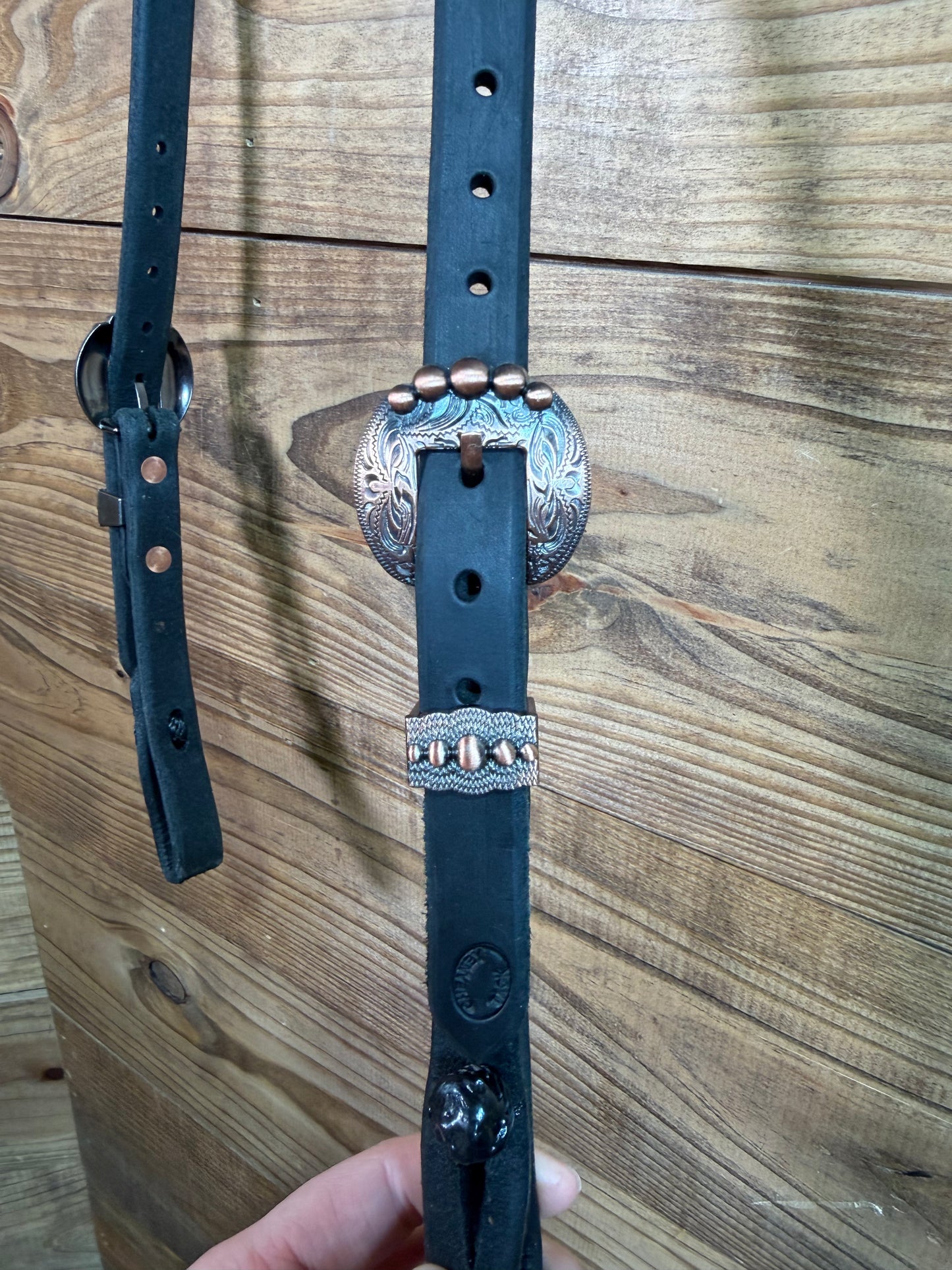 35 Headstall Cheaney Black QC Copper