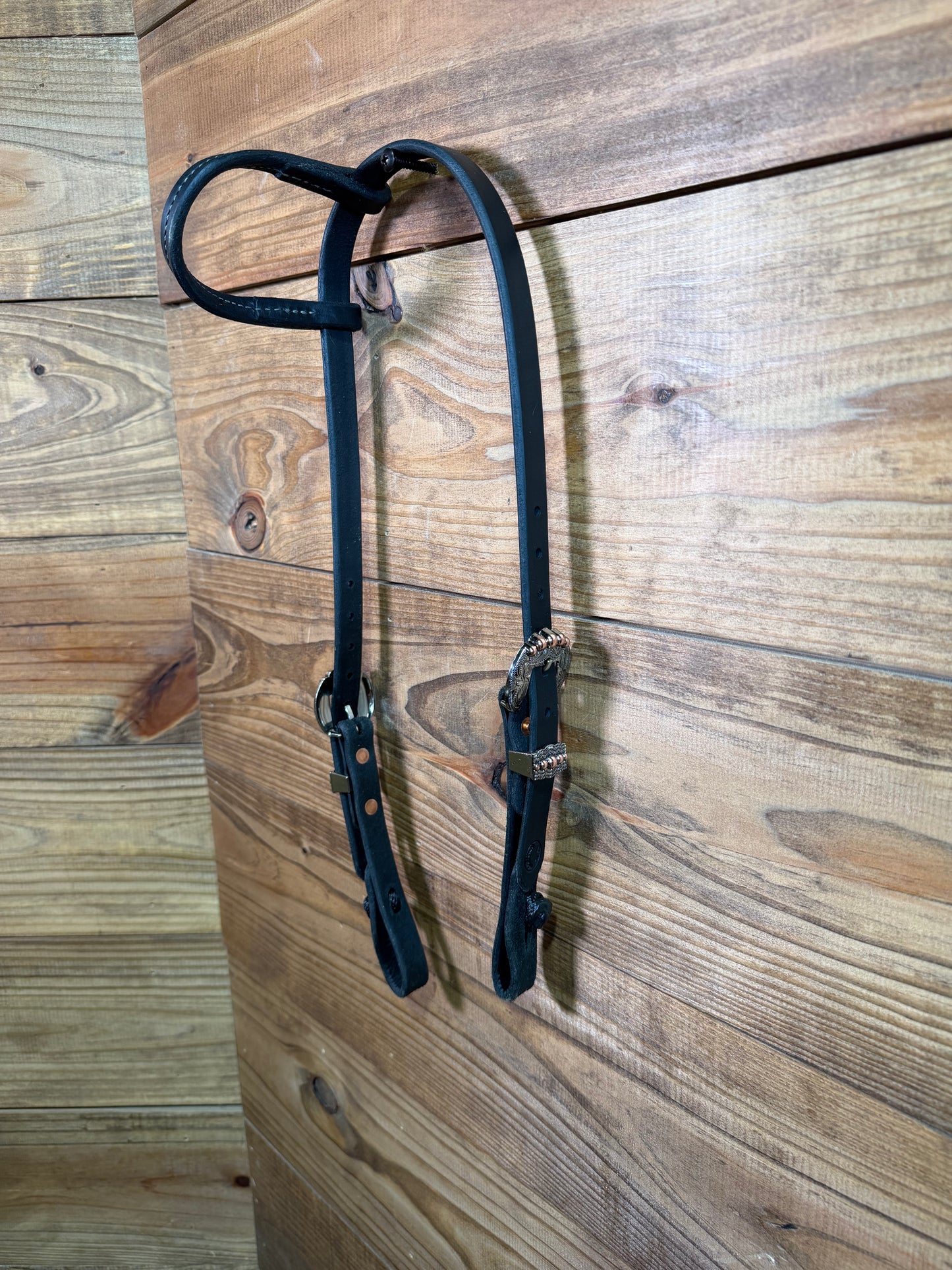 Cheaney One Ear Headstall w/ Copper & Silver Buckle