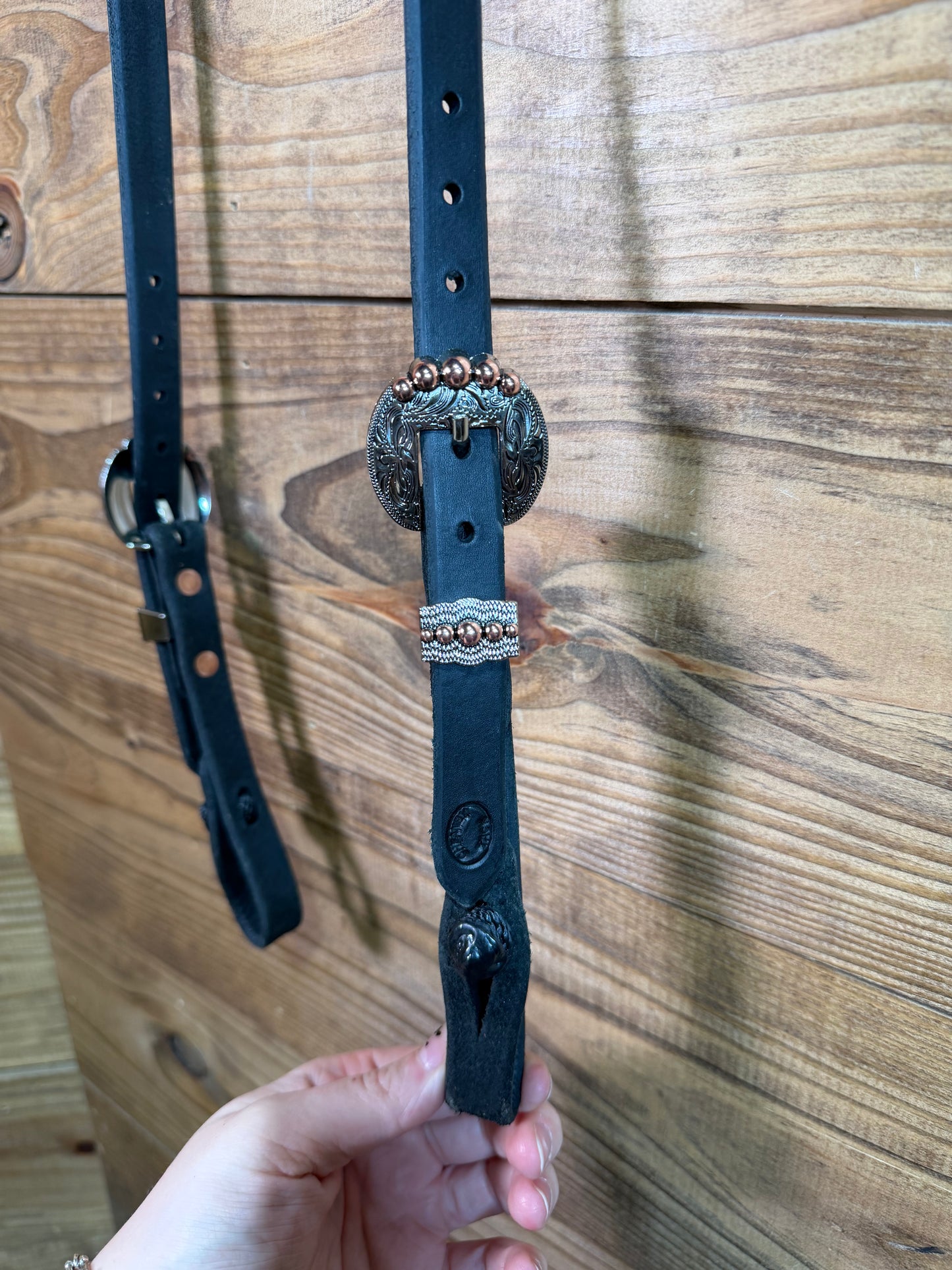 Cheaney One Ear Headstall w/ Copper & Silver Buckle