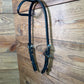39 Headstall Cheaney Black QC HS Silver/Turq.