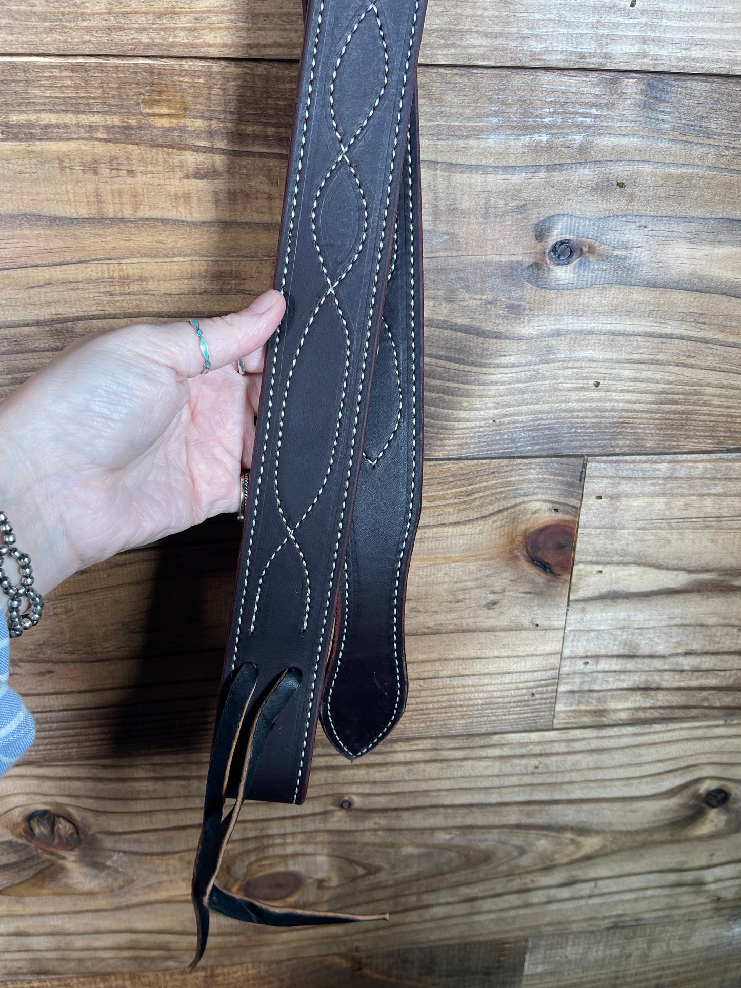 Dark Oil Stitched Latigo