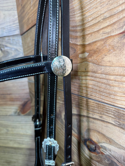 Black Browband w/ Stainless Scroll Buckle