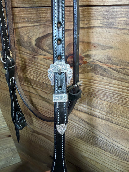 Black Browband w/ Stainless Scroll Buckle