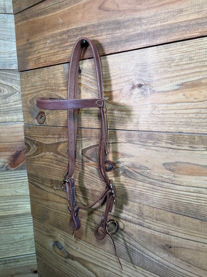 Browband Headstall w/ Gold Border & Copper Flowers
