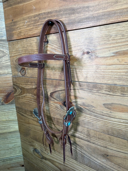 Browband Headstall w/ Stainless Turq. Buckles
